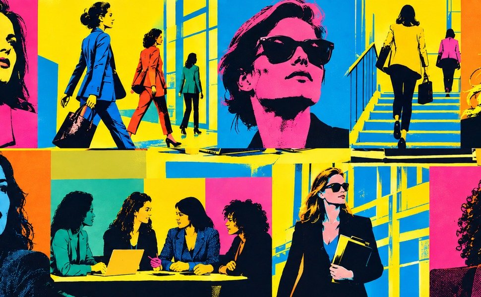 Collage pop art de femmes au travail